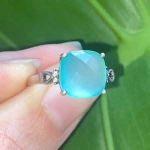 Genuine Chalcedony crystal ring, sterling silver